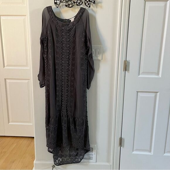 Sundance Viviana Chiffon Midi Dress in Grey 4 NWOT - Picture 3 of 11